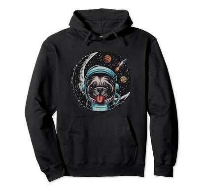 Astro Pug Dog Astronaut Space Moon Hoodie - Aesthetic Graphic Men Women - T-Shirt, Sweatshirt, Hoodie