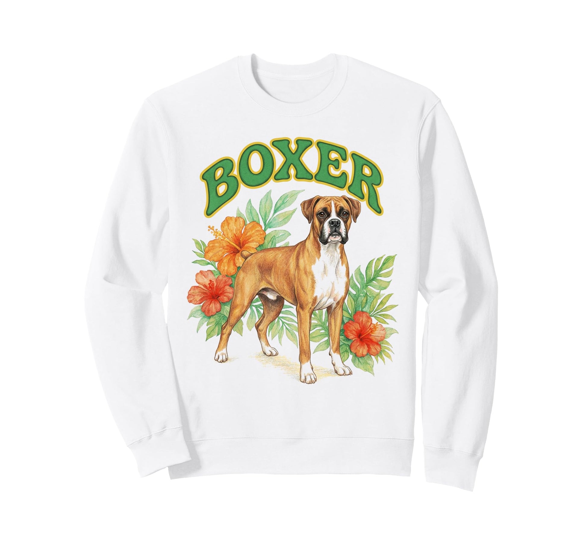 Boxer Groovy Floral Watercolor Boho Sweatshirt - Novelty Apparel Unisex - T-Shirt, Sweatshirt, Hoodie