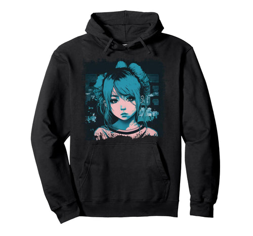 Vaporwave Aesthetic Sad Anime Eboy Edgy Hoodie - Aesthetic Graphic Unisex - T-Shirt, Sweatshirt, Hoodie