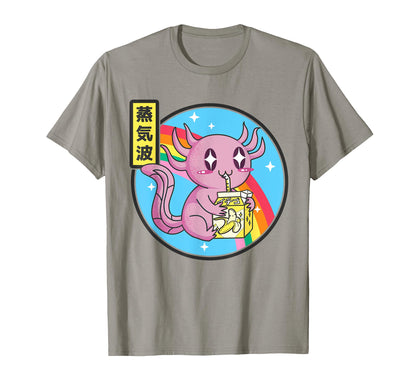 Axolotl Banana Milk Carton Kawaii T-Shirt - Minimalist Print Unisex - T-Shirt, Sweatshirt, Hoodie