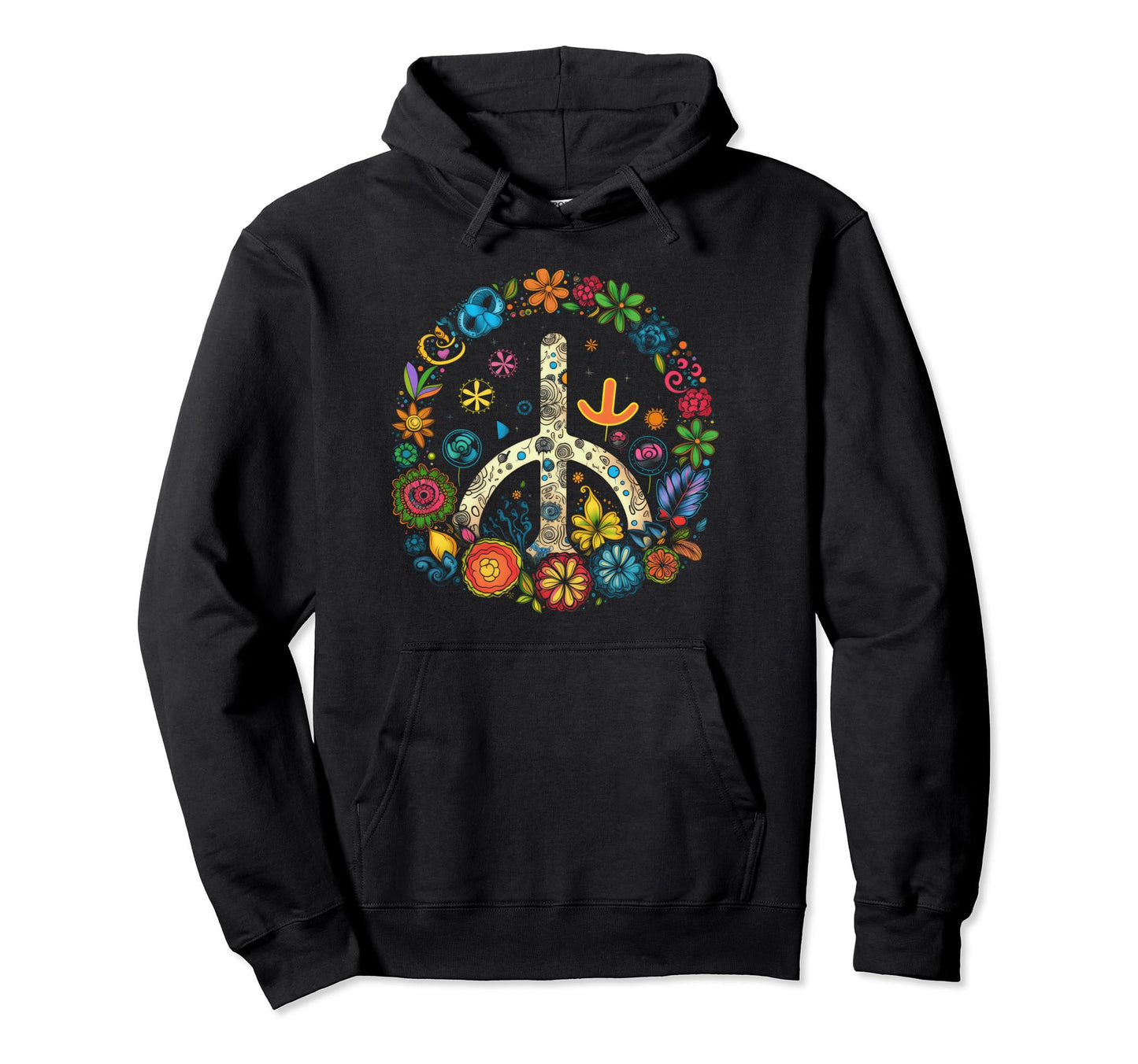 Peace Sign 60S 70S Hippie Boho Hoodie - Fun Novelty Design Men Women - T-Shirt, Sweatshirt, Hoodie