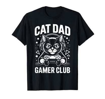 Funny Cat Dad Gamer Club Him Video Game T-Shirt - Custom Art Print Unisex - T-Shirt, Sweatshirt, Hoodie