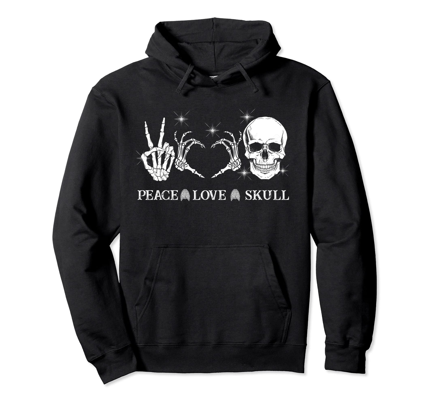 Peace Love Skull Heart Skulls Lover Gift Hoodie - Custom Art Print Unisex - T-Shirt, Sweatshirt, Hoodie