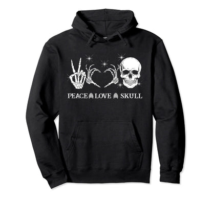 Peace Love Skull Heart Skulls Lover Gift Hoodie - Custom Art Print Unisex - T-Shirt, Sweatshirt, Hoodie