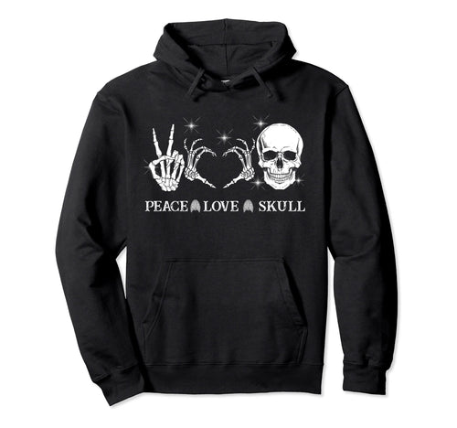 Peace Love Skull Heart Skulls Lover Gift Hoodie - Custom Art Print Unisex - T-Shirt, Sweatshirt, Hoodie