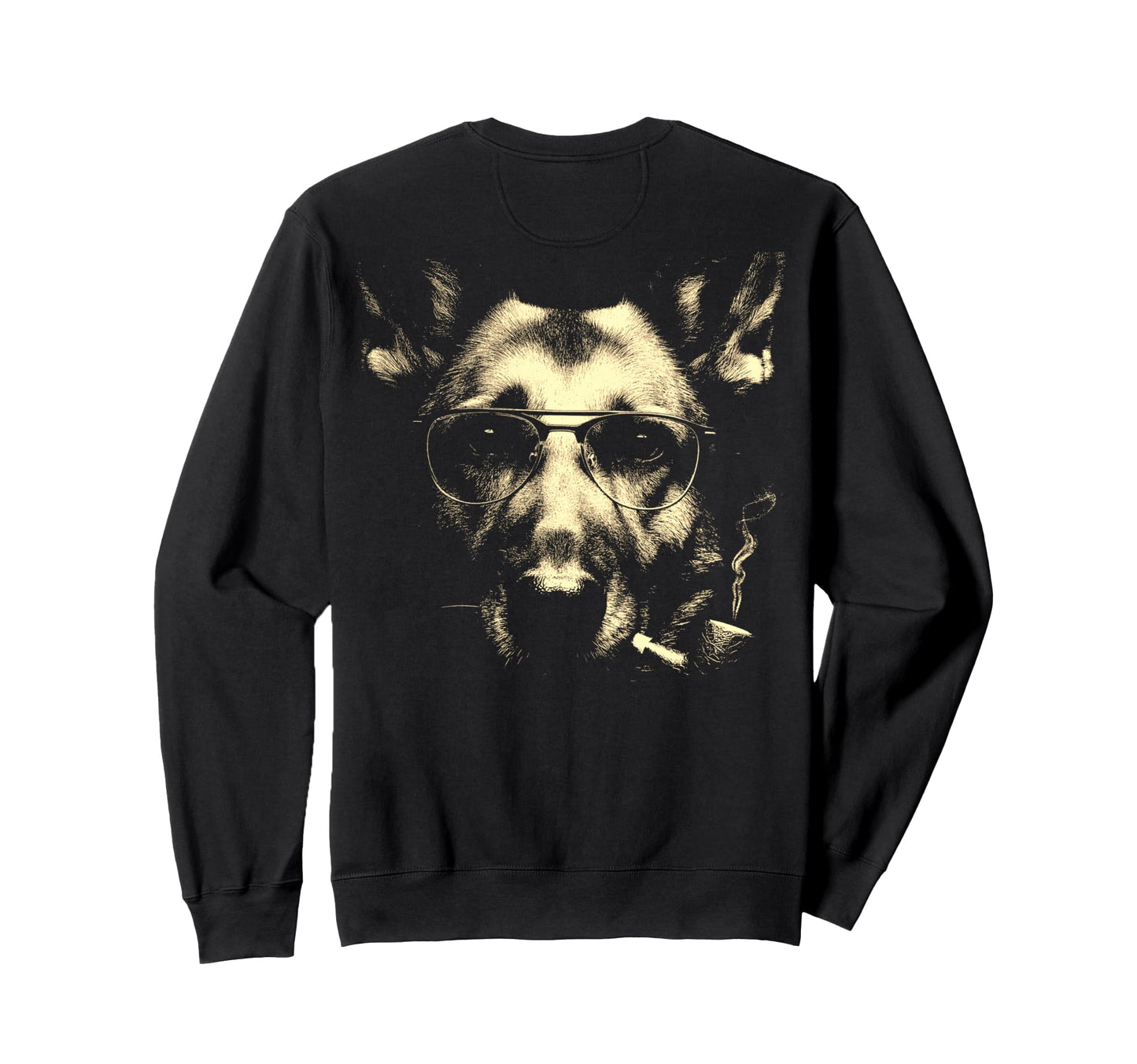 German Shepherd Glasses Smoking Sweatshirt - Fun Novelty Design for Adults - T-Shirt, Sweatshirt, Hoodie