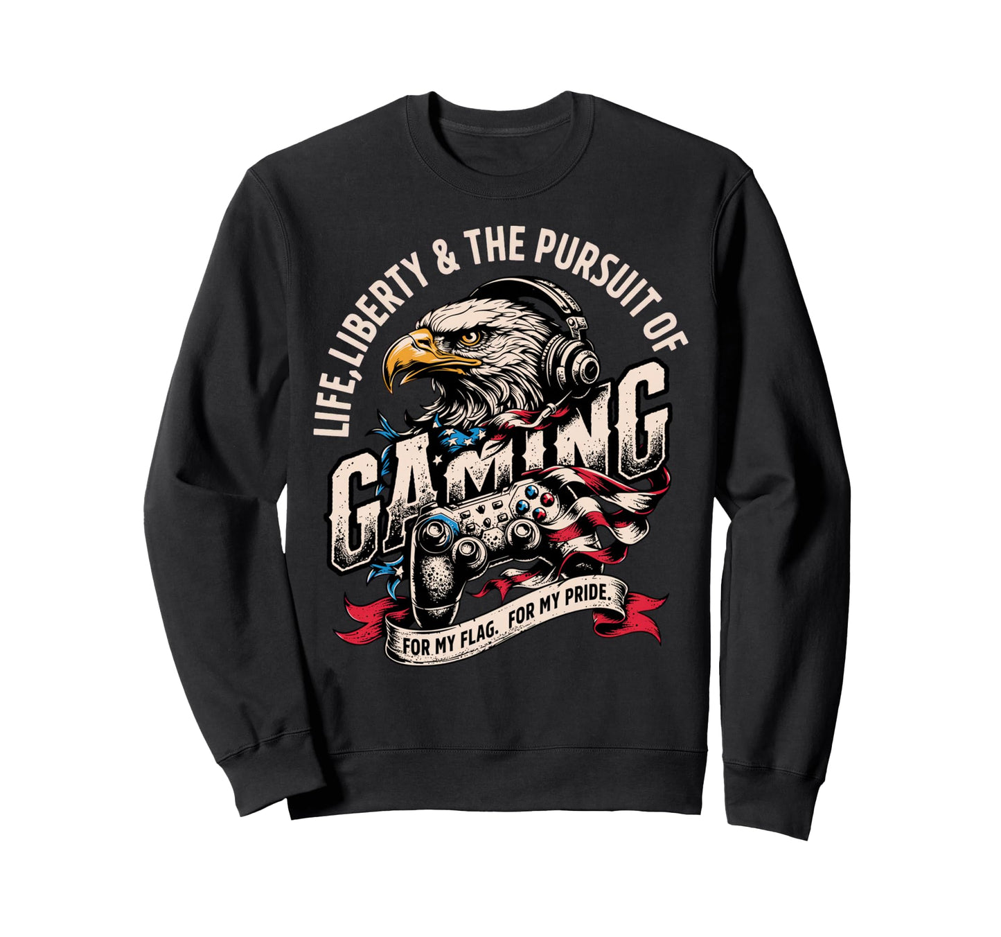 Funny Patriotic Usa Gamer Proud Sweatshirt - Custom Art Print Unisex - T-Shirt, Sweatshirt, Hoodie