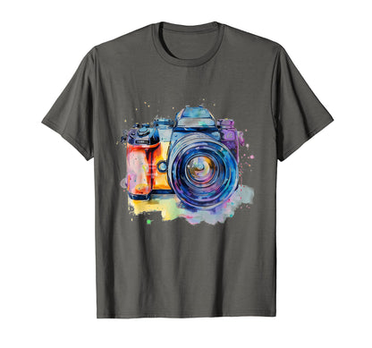 Camera Photography Watercolor Art T-Shirt - Minimalist Print for Adults - T-Shirt, Sweatshirt, Hoodie