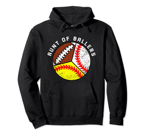 Aunt Ballers Funny Baseball Softball Hoodie - Trendy Graphic Unisex - T-Shirt, Sweatshirt, Hoodie