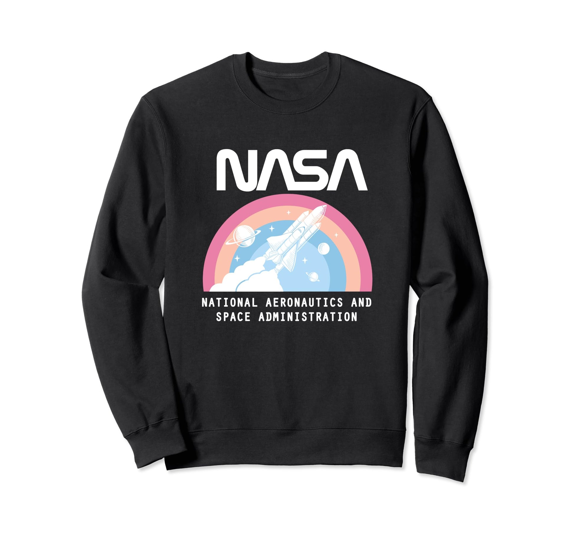 Nasa Space Shuttle Pastel Rainbow Sweatshirt - Minimalist Print for Adults - T-Shirt, Sweatshirt, Hoodie