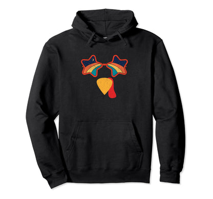 Funny Turkey Face Wearing Rainbow Hoodie - Novelty Apparel Unisex - T-Shirt, Sweatshirt, Hoodie