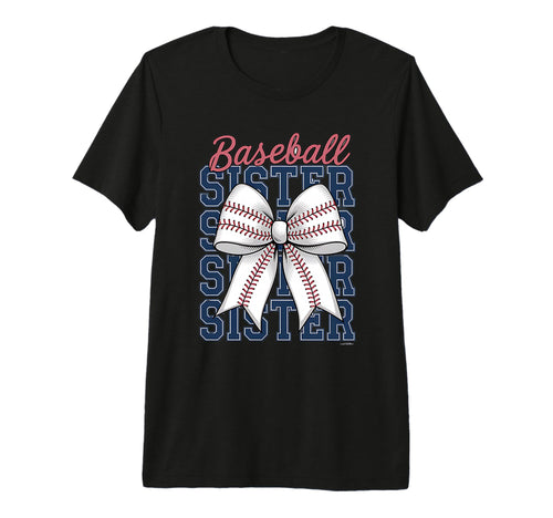 Baseball Sister Coquette Bow Tri T-Shirt - Minimalist Print for Adults - T-Shirt, Sweatshirt, Hoodie