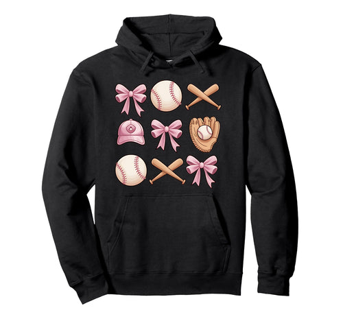 Baseball Coquette Bow Mom Sister Hoodie - Streetwear Style Unisex - T-Shirt, Sweatshirt, Hoodie