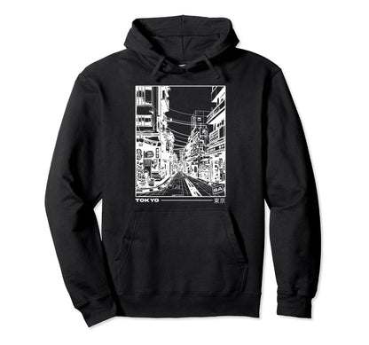 Japan Streets Tokyo Minimal Japanese Hoodie - Novelty Apparel Men Women - T-Shirt, Sweatshirt, Hoodie