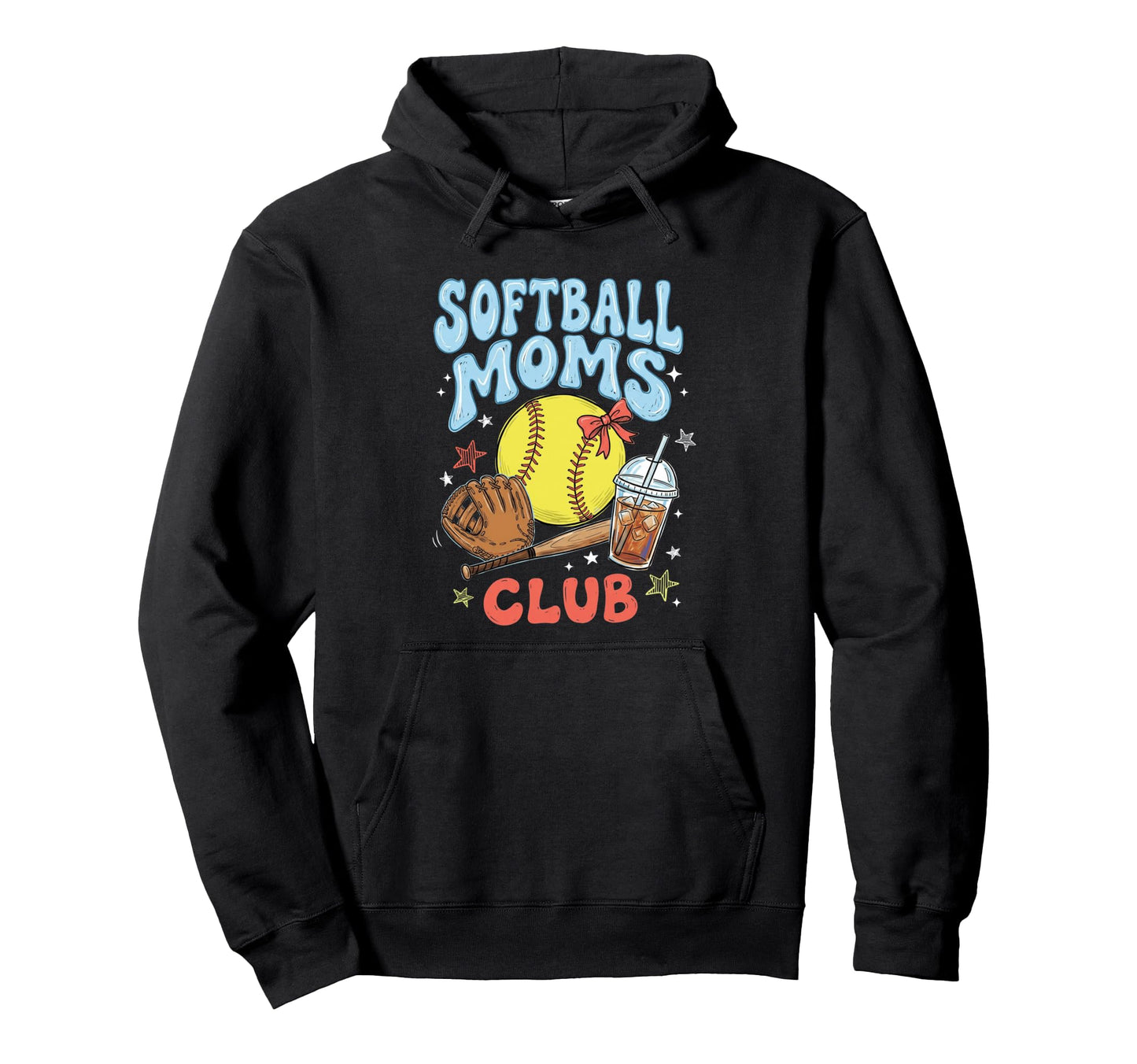 Softball Moms Club Coquette Bow Gameday Hoodie - Graphic Print Men Women - T-Shirt, Sweatshirt, Hoodie