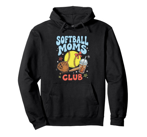 Softball Moms Club Coquette Bow Gameday Hoodie - Graphic Print Men Women - T-Shirt, Sweatshirt, Hoodie