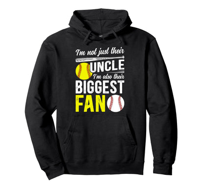 Their Biggest Fan Baseball Softball Uncle Hoodie - Graphic Print Unisex - T-Shirt, Sweatshirt, Hoodie