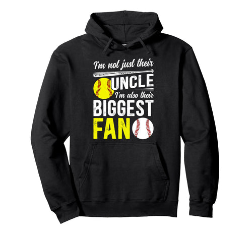 Their Biggest Fan Baseball Softball Uncle Hoodie - Graphic Print Unisex - T-Shirt, Sweatshirt, Hoodie
