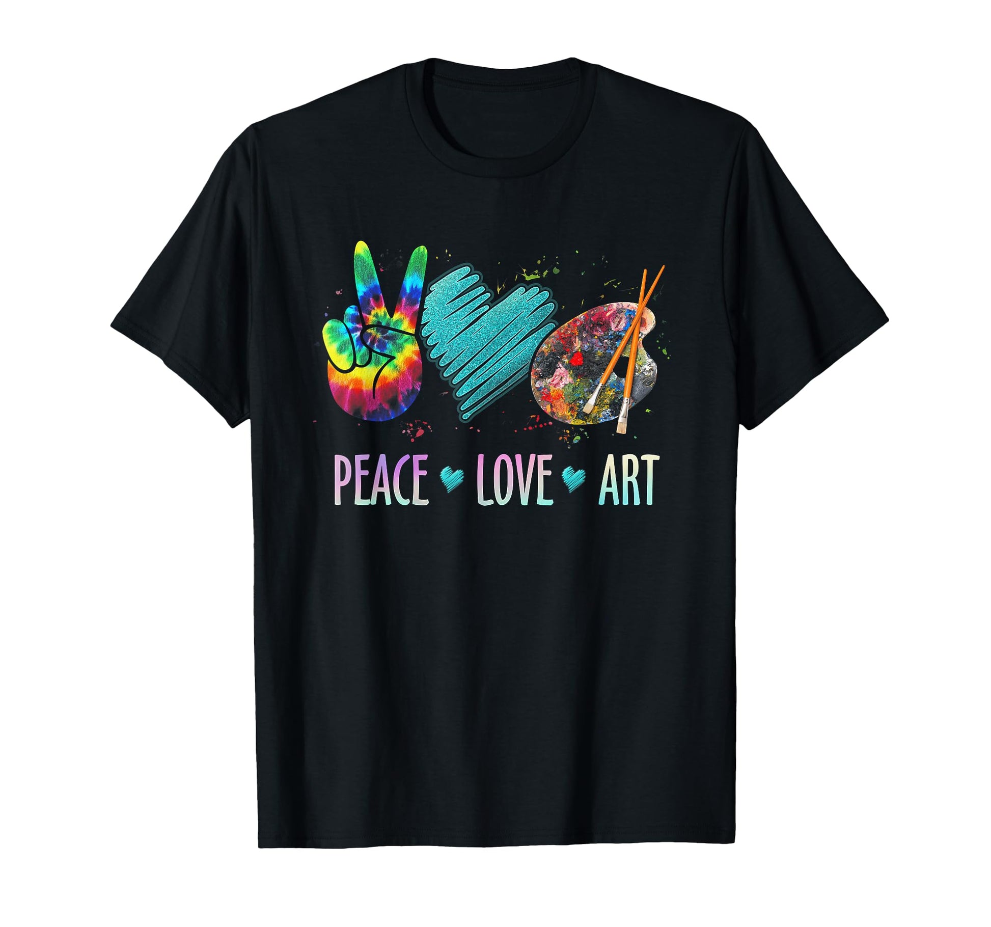 Peace Love Art Painting Palette Art T-Shirt - Unique Graphic Men Women - T-Shirt, Sweatshirt, Hoodie