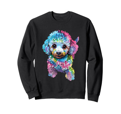 Colorful Tie Dye Poodle Dog Sweatshirt - Aesthetic Graphic Men Women - T-Shirt, Sweatshirt, Hoodie