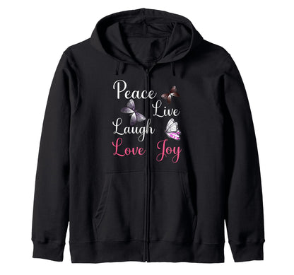 Peace Live Laugh Love Joy Butterfly Gift T-Shirt - Graphic Print Men Women - T-Shirt, Sweatshirt, Hoodie
