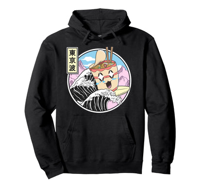 Instant Ramen Noodles Surfing Japanese Hoodie - Graphic Print for Adults - T-Shirt, Sweatshirt, Hoodie