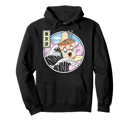 Instant Ramen Noodles Surfing Japanese Hoodie - Graphic Print for Adults - T-Shirt, Sweatshirt, Hoodie