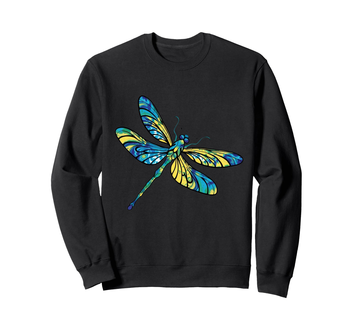 Dragonfly Tie Dye Colorful Hippie Sweatshirt - Custom Art Print for Adults - T-Shirt, Sweatshirt, Hoodie