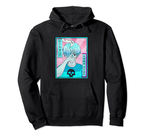 Game Over Emo Anime Vaporwave Aesthetic Hoodie - Trendy Graphic for Adults - T-Shirt, Sweatshirt, Hoodie