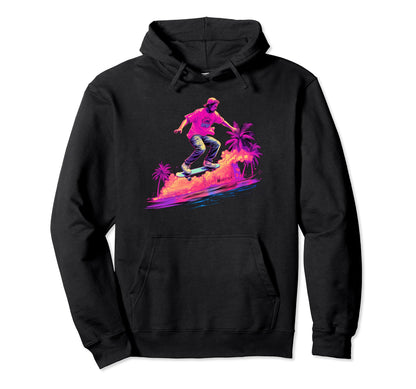 Vaporwave Skateboarding Aesthetic Skaters Hoodie - Graphic Print for Adults - T-Shirt, Sweatshirt, Hoodie
