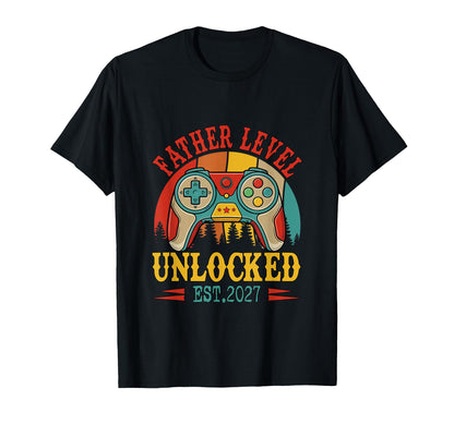 Father Level Unlocked Est 2027 Gamer T-Shirt - Minimalist Print Men Women - T-Shirt, Sweatshirt, Hoodie