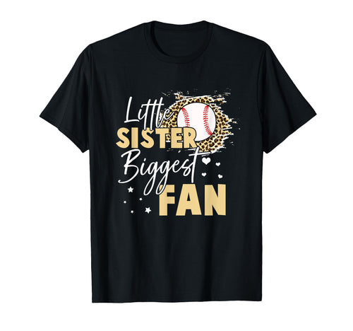 Baseball Little Sister Biggest Fan Leopard T-Shirt - Trendy Graphic Unisex - T-Shirt, Sweatshirt, Hoodie