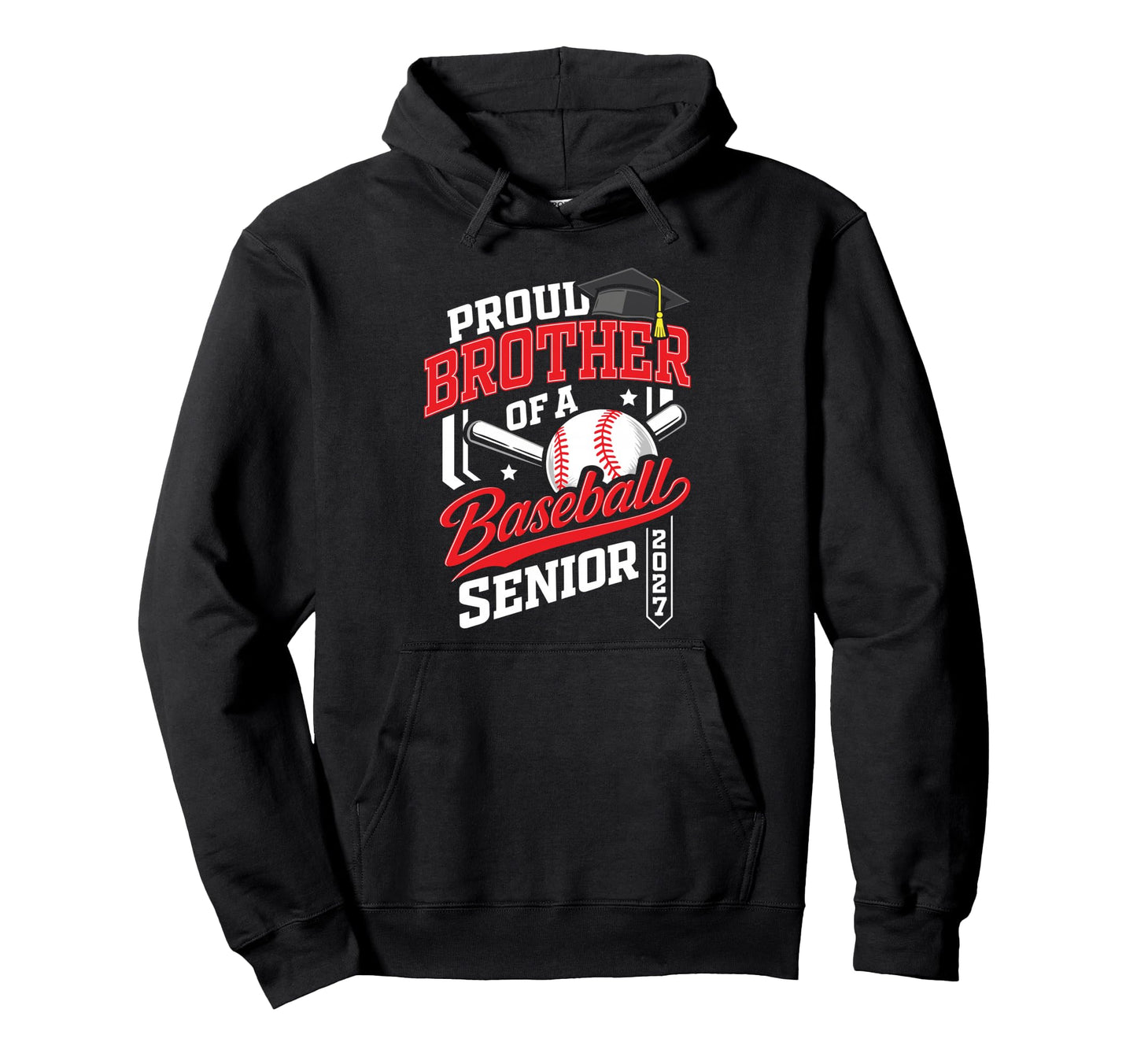 Proud Mom Baseball Senior Class 2027 Graduate Hoodie - Graphic Print Unisex - T-Shirt, Sweatshirt, Hoodie