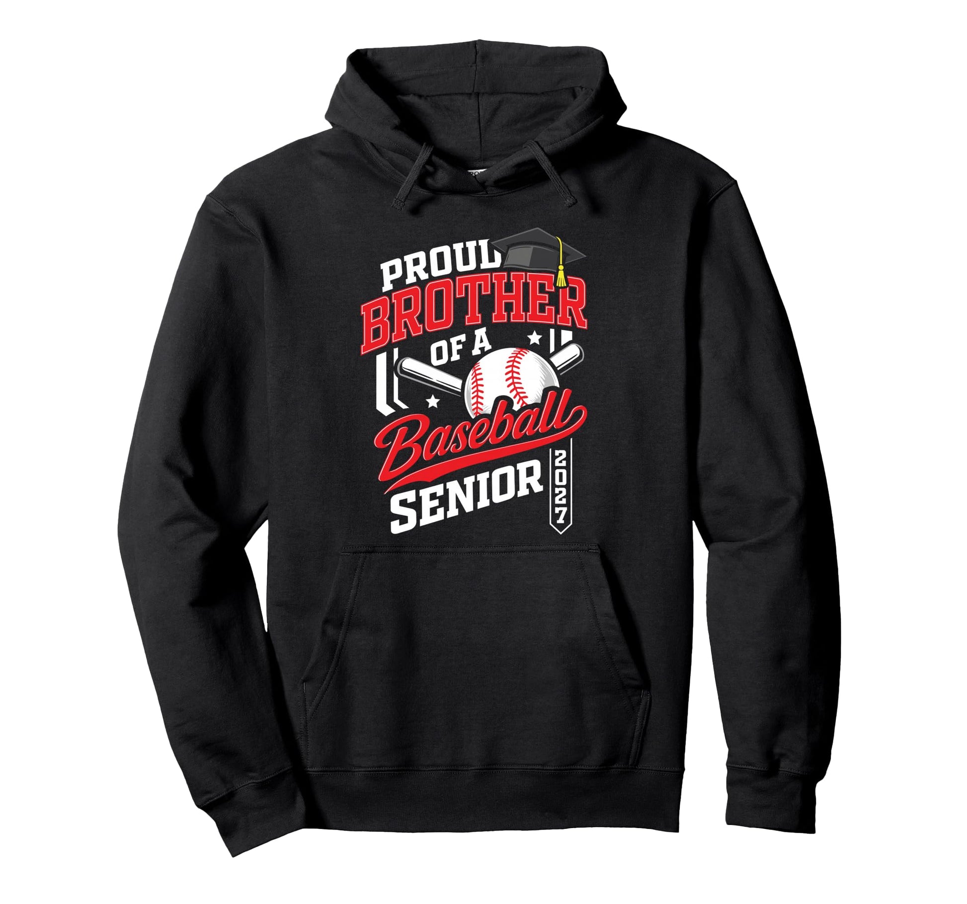 Proud Mom Baseball Senior Class 2027 Graduate Hoodie - Graphic Print Unisex - T-Shirt, Sweatshirt, Hoodie