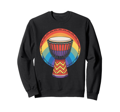 Colorful Rainbow Djembe Drum Art Sweatshirt - Graphic Print for Adults - T-Shirt, Sweatshirt, Hoodie