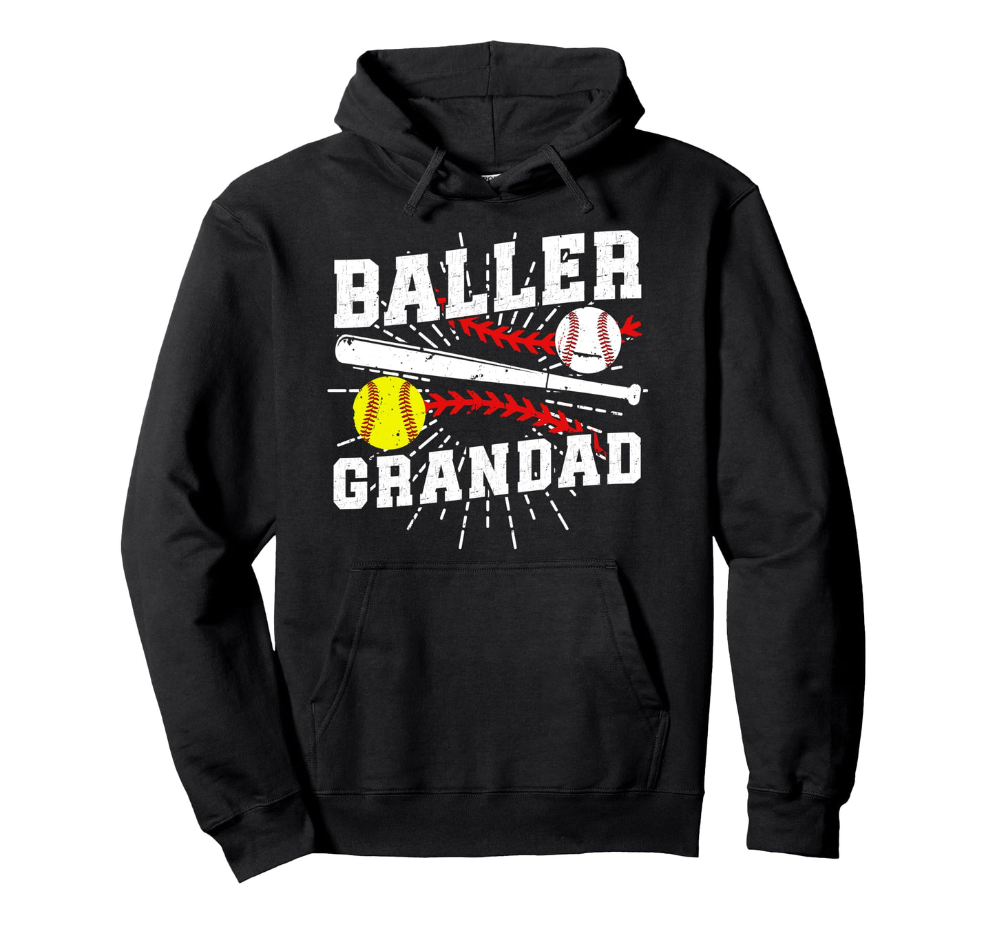 Baller Grandad Proud Softball Baseball Hoodie - Streetwear Style Men Women - T-Shirt, Sweatshirt, Hoodie