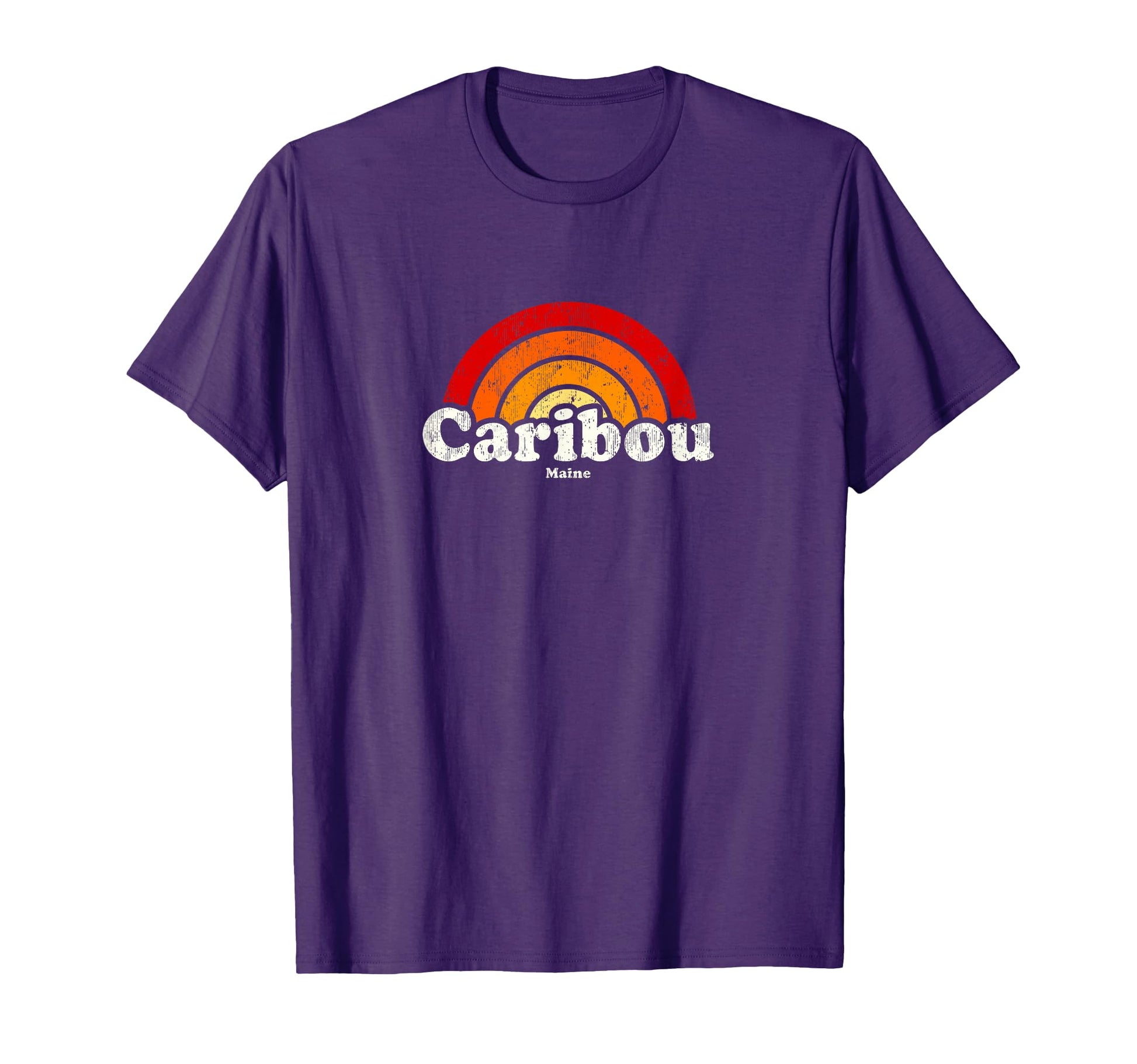 Caribou Maine Me 70S Rainbow T-Shirt - Graphic Print Men Women - T-Shirt, Sweatshirt, Hoodie