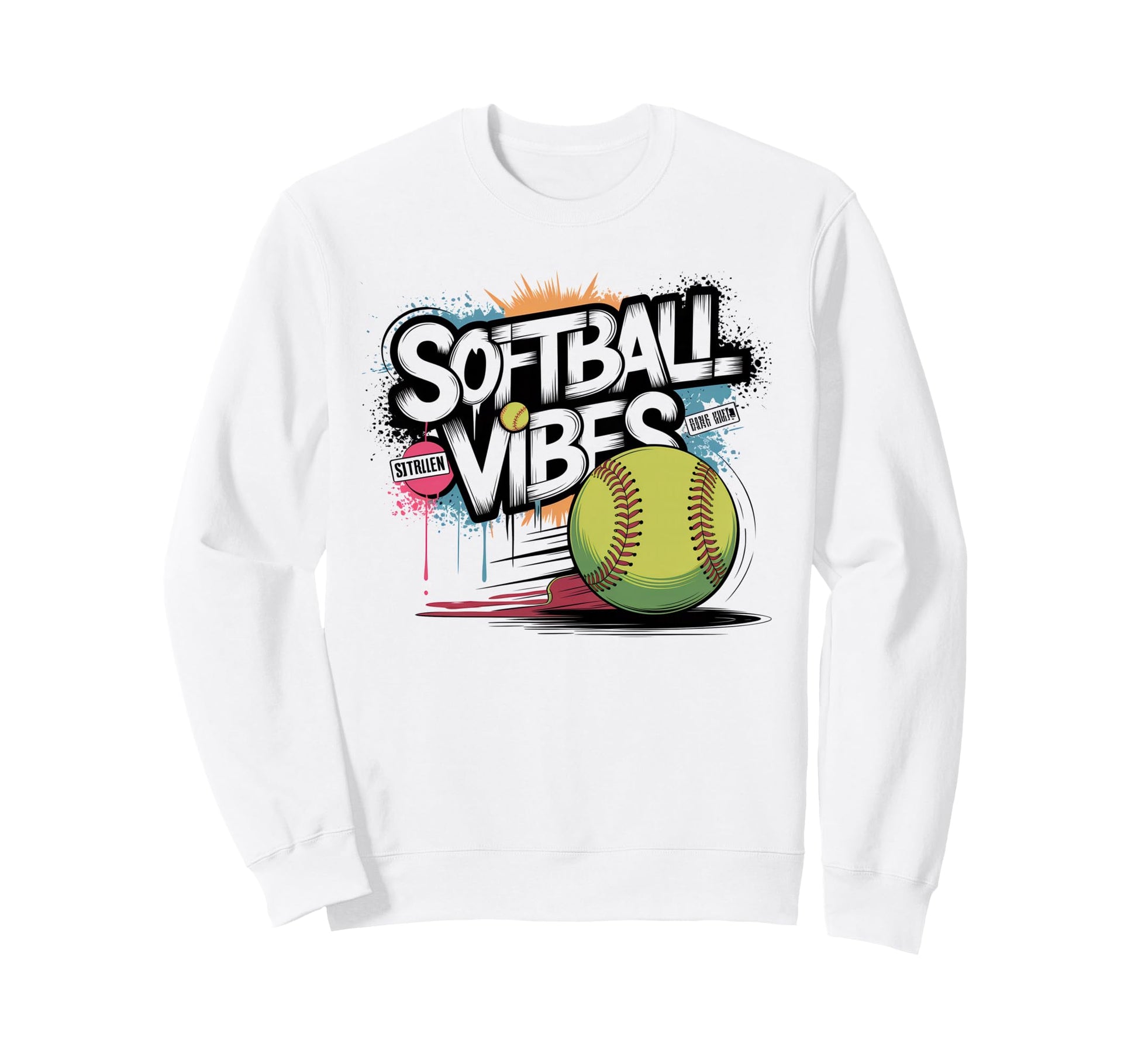 Softball Vibes Groovy Game Day Sweatshirt - Unique Graphic Unisex - T-Shirt, Sweatshirt, Hoodie