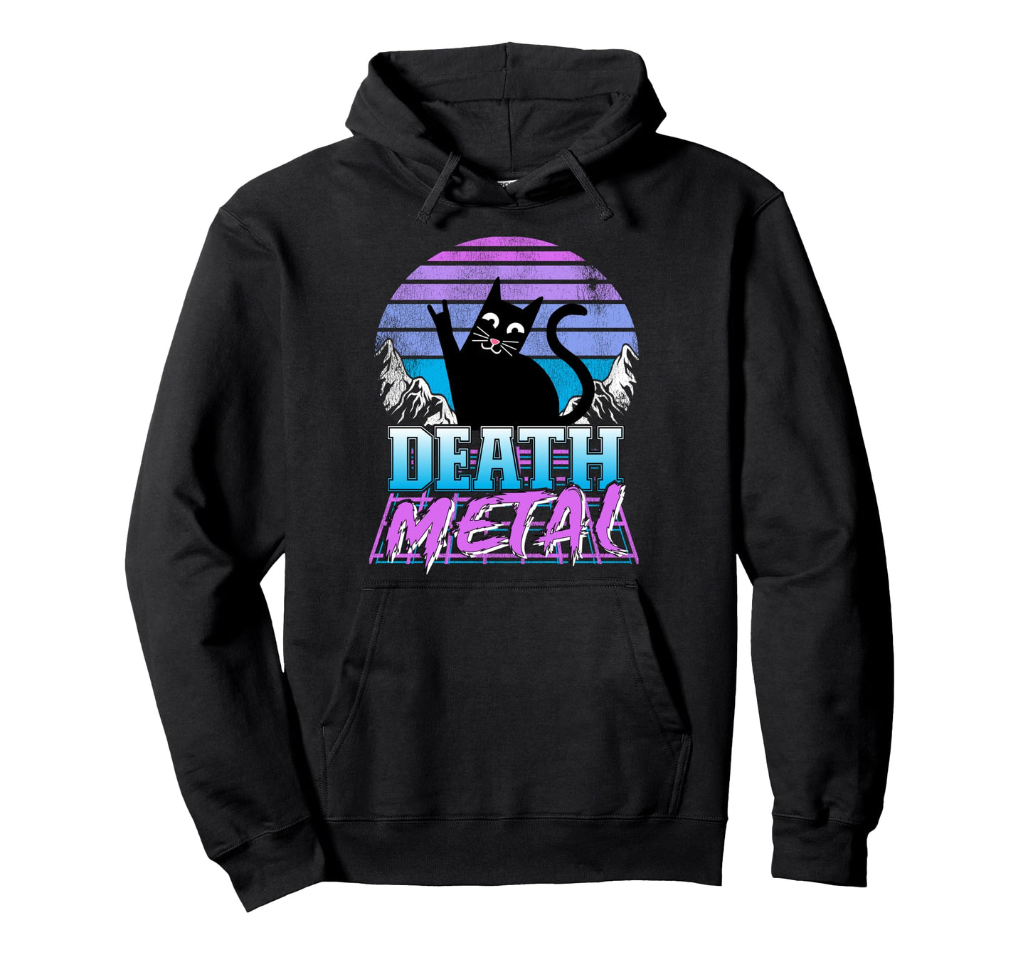 Retrowave Pastel Goth Cat 80S Synthwave Hoodie - Graphic Print for Adults - T-Shirt, Sweatshirt, Hoodie