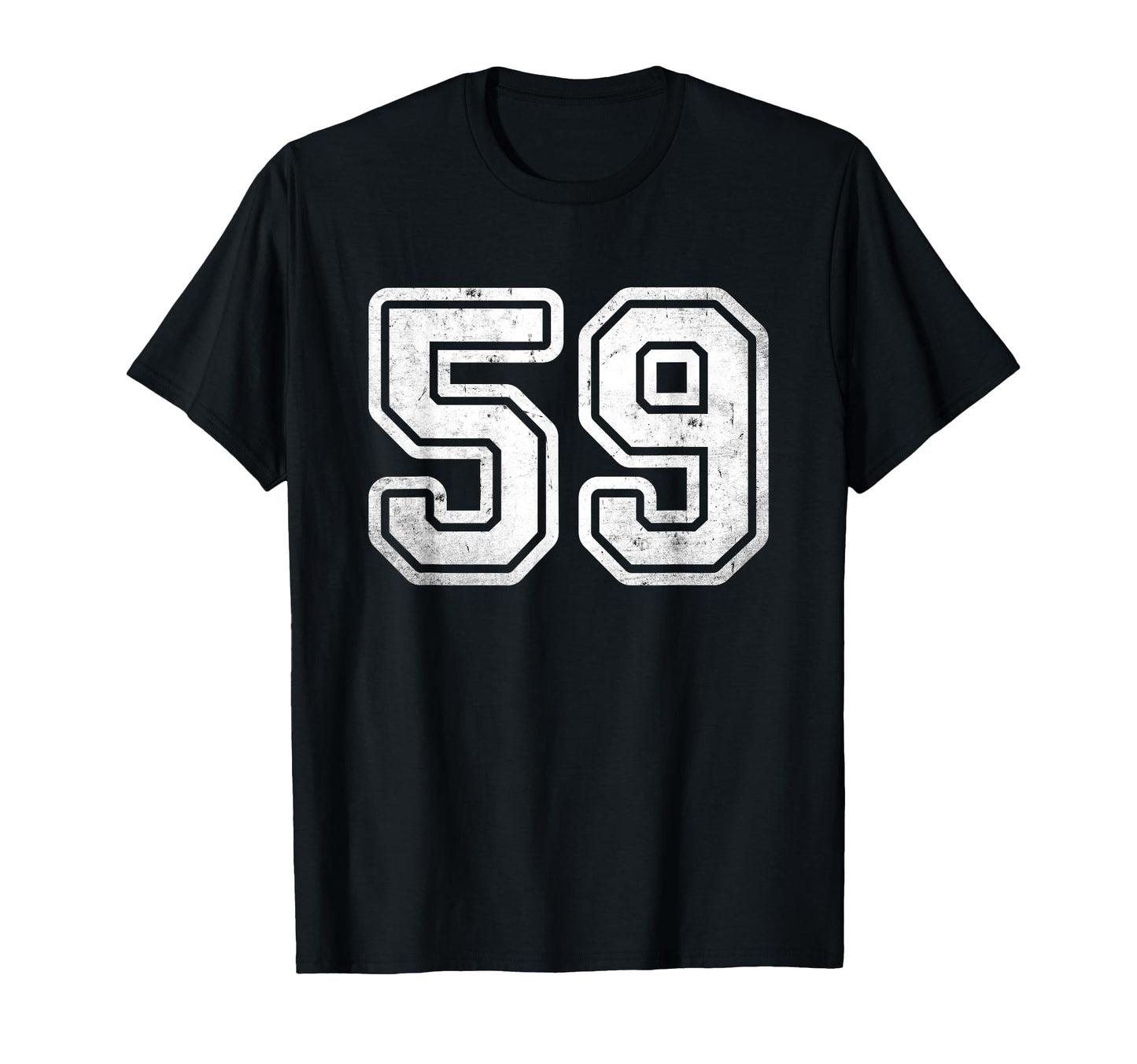 Number 59 White Varsity Number T-Shirt - Graphic Print for Adults - T-Shirt, Sweatshirt, Hoodie