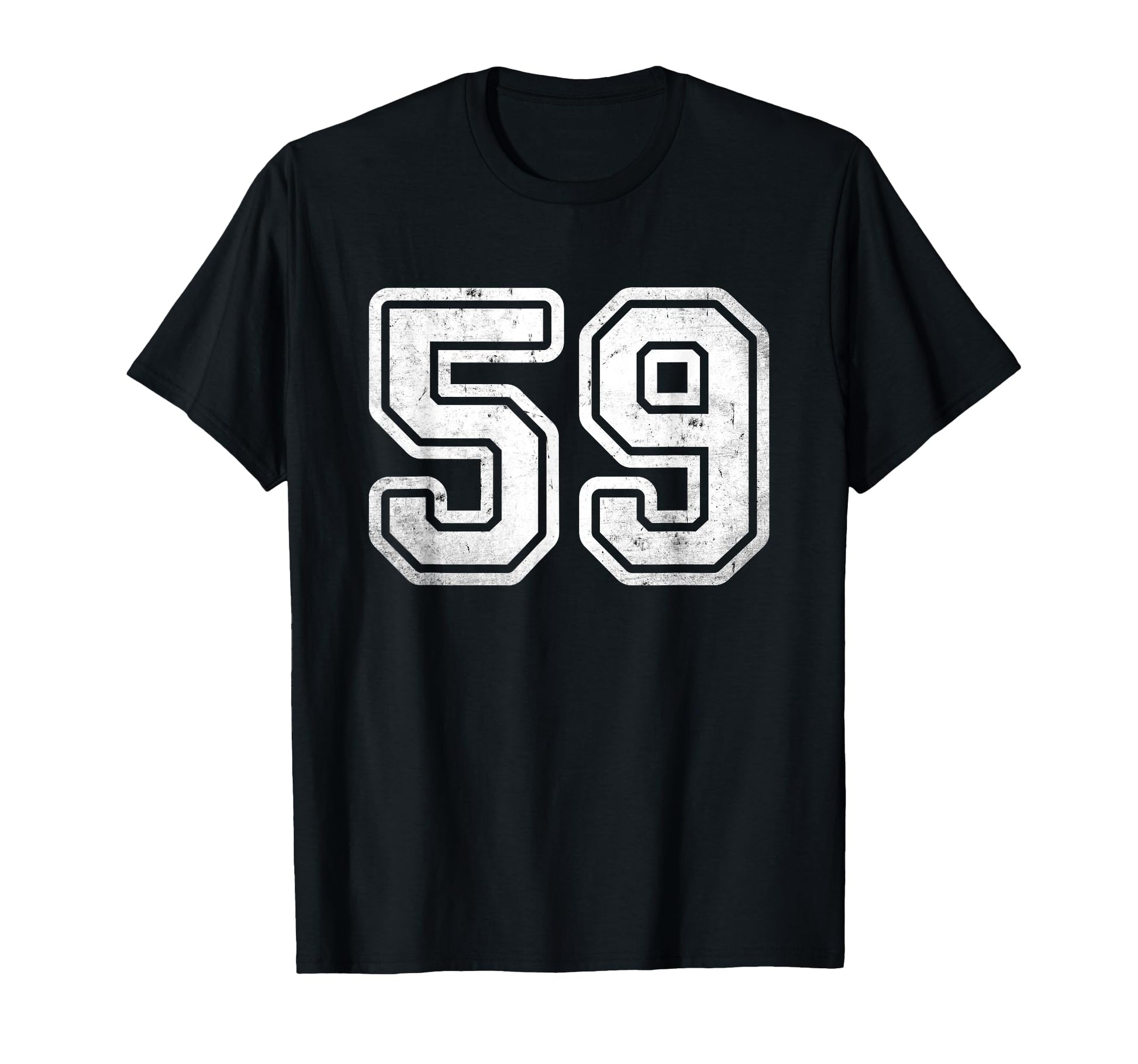 Number 59 White Varsity Number T-Shirt - Graphic Print for Adults - T-Shirt, Sweatshirt, Hoodie