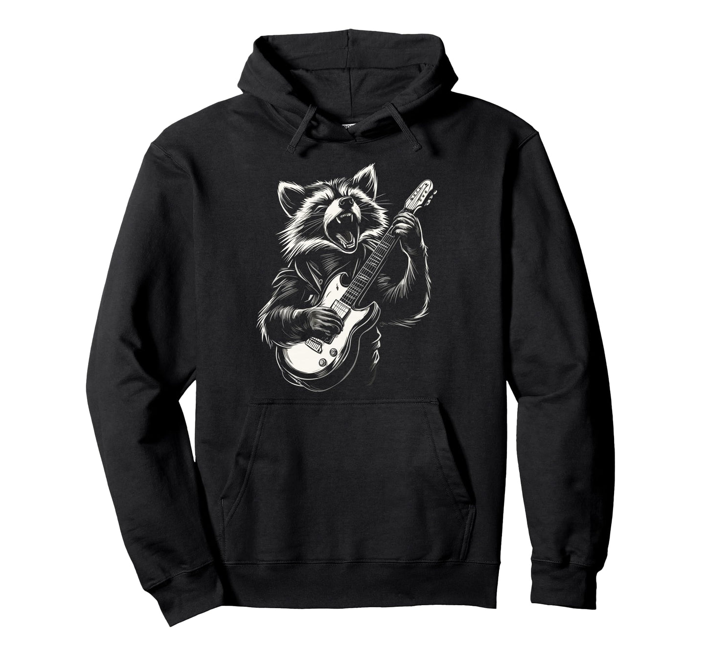 Funny Raccoon Playing Guitar Heavy Hoodie - Aesthetic Graphic for Adults - T-Shirt, Sweatshirt, Hoodie