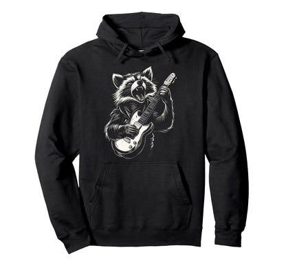 Funny Raccoon Playing Guitar Heavy Hoodie - Aesthetic Graphic for Adults - T-Shirt, Sweatshirt, Hoodie