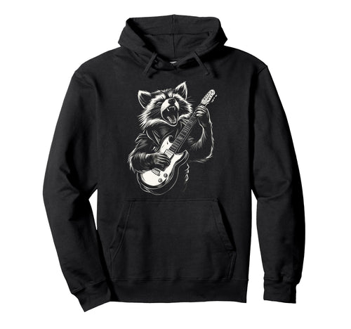 Funny Raccoon Playing Guitar Heavy Hoodie - Aesthetic Graphic for Adults - T-Shirt, Sweatshirt, Hoodie