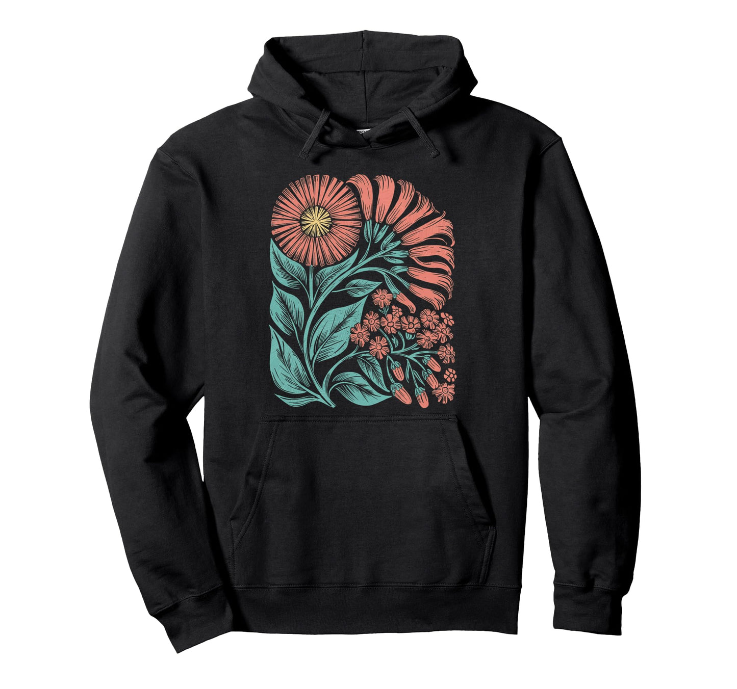 Botanical Boho Daisy Flower Floral Hoodie - Custom Art Print for Adults - T-Shirt, Sweatshirt, Hoodie