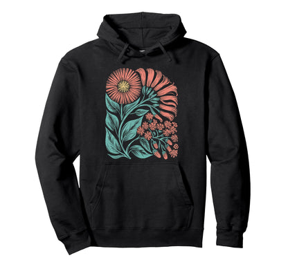 Botanical Boho Daisy Flower Floral Hoodie - Custom Art Print for Adults - T-Shirt, Sweatshirt, Hoodie