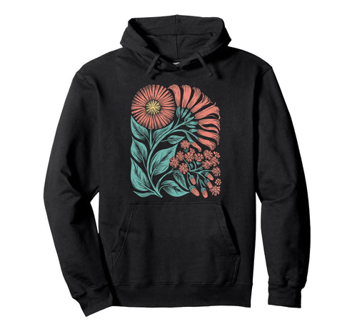 Botanical Boho Daisy Flower Floral Hoodie - Custom Art Print for Adults - T-Shirt, Sweatshirt, Hoodie