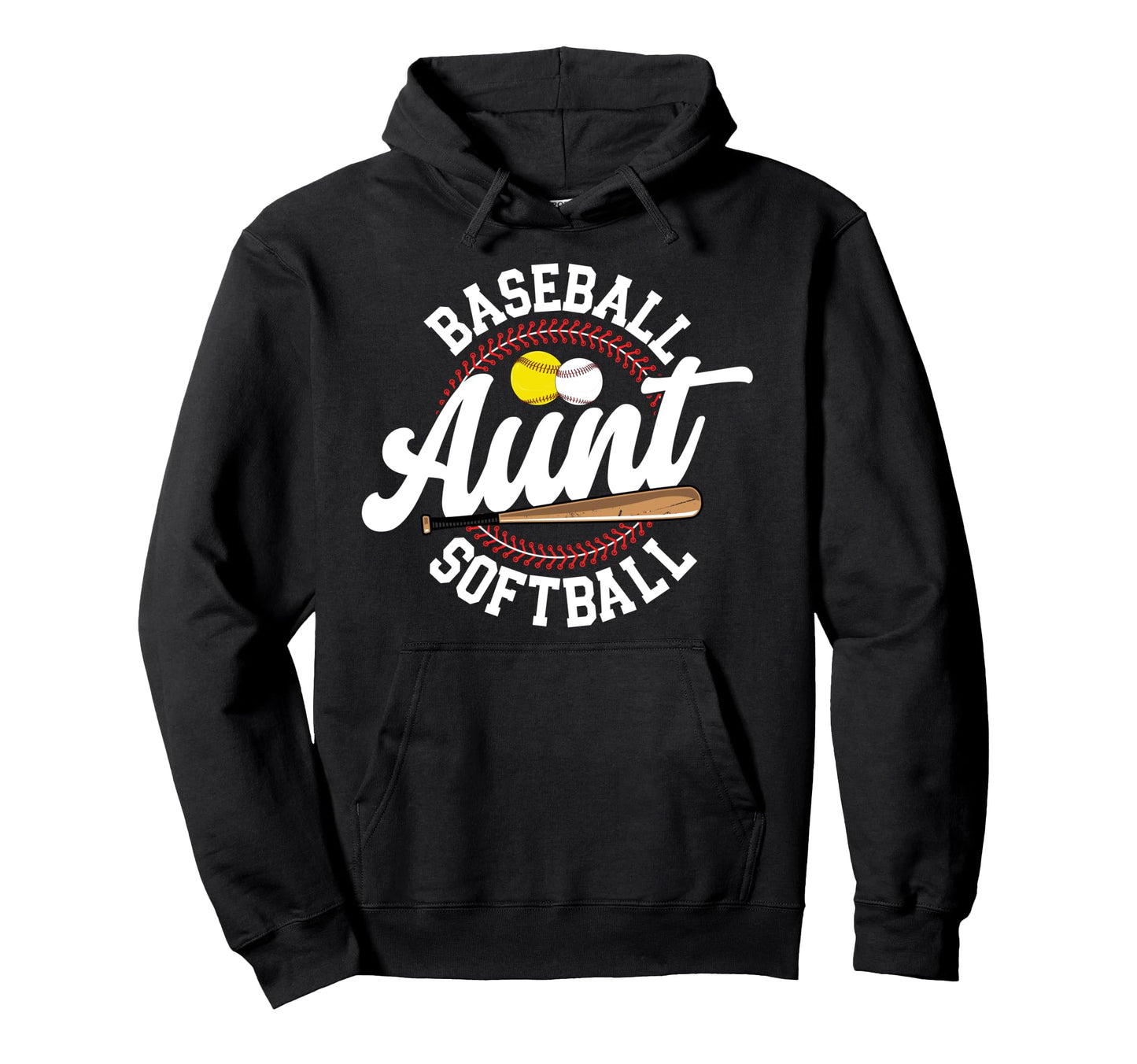 Baseball Softball Aunt Softball Baseball Hoodie - Graphic Print for Adults - T-Shirt, Sweatshirt, Hoodie