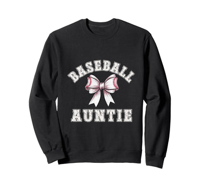 Coquette Baseball Auntie Bow Sweatshirt - Aesthetic Graphic for Adults - T-Shirt, Sweatshirt, Hoodie