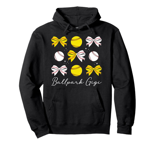 Ballpark Gigi Coquette Softball Hoodie - Fun Novelty Design for Adults - T-Shirt, Sweatshirt, Hoodie